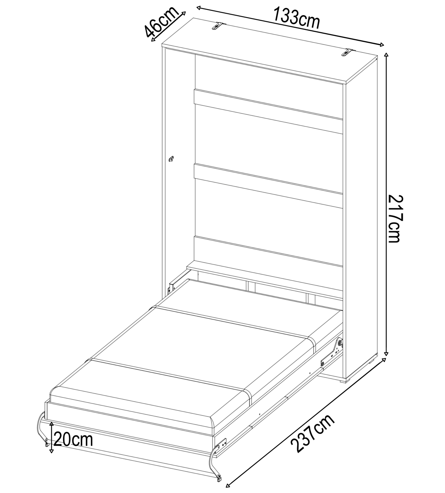 CP 2 Vertical Murphy Bed Concept 120cm - Murphy Bed - Tuck In Tight