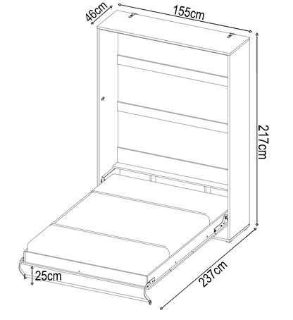 CP 3 Vertical Murphy Bed Concept 140cm - Murphy Bed - Tuck In Tight