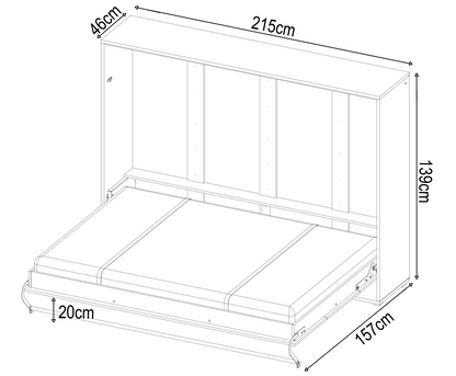 CP 5 Horizontal Murphy Bed Concept 120cm - Murphy Bed - Tuck In Tight