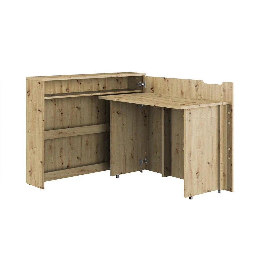 Convertible Work Desk w/Storage 115cm Oak Artisan Right