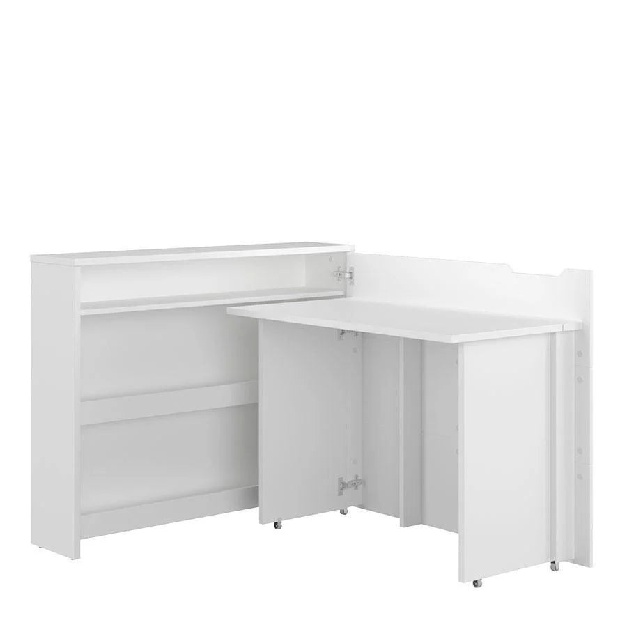 Convertible Work Desk w/Storage 115cm White Gloss Right