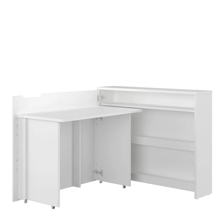 Convertible Work Desk w/Storage 115cm White Gloss Left