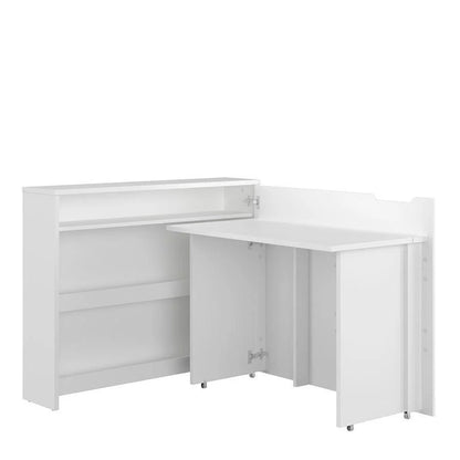 Convertible Work Desk w/Storage 115cm White Matt Right