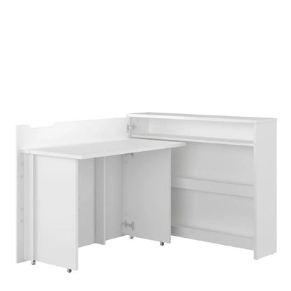 Convertible Work Desk w/Storage 115cm White Matt left