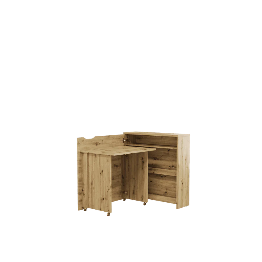 Convertible Work Desk w/Storage 90cm Oak Artisan left