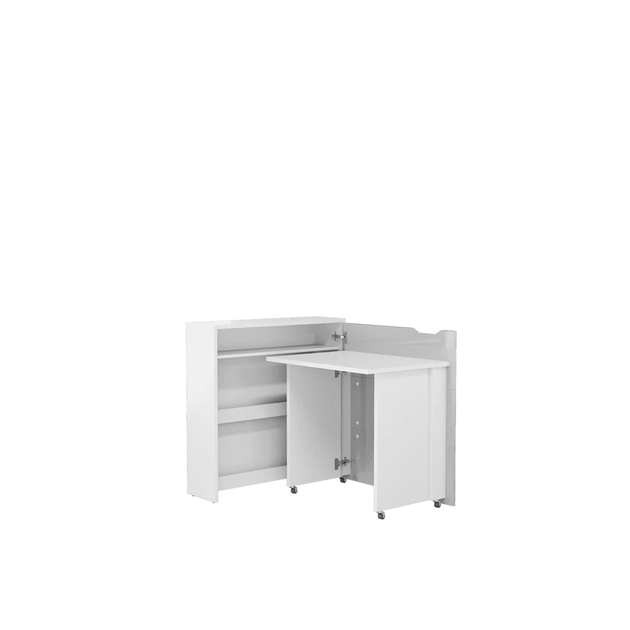 Convertible Work Desk w/Storage 90cm White Gloss Right