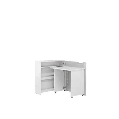 Convertible Work Desk w/Storage 90cm White Gloss Right