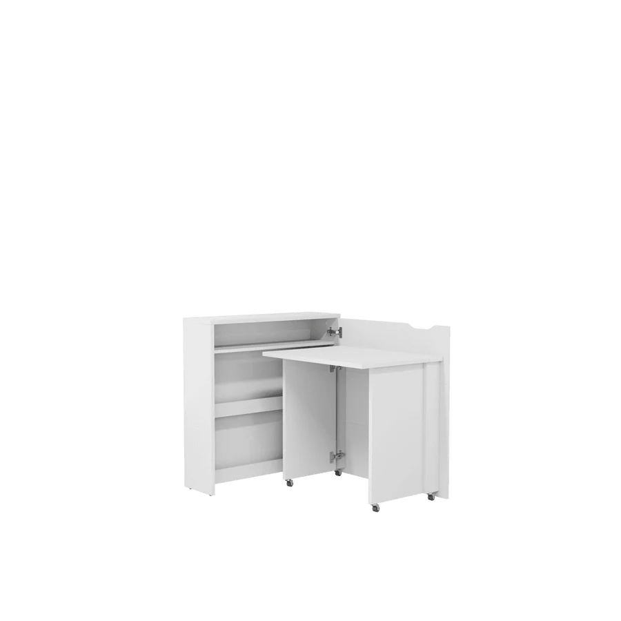 Convertible Work Desk w/Storage 90cm White Matt Right