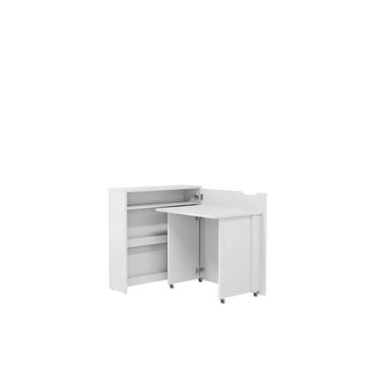 Convertible Work Desk w/Storage 90cm White Matt Right