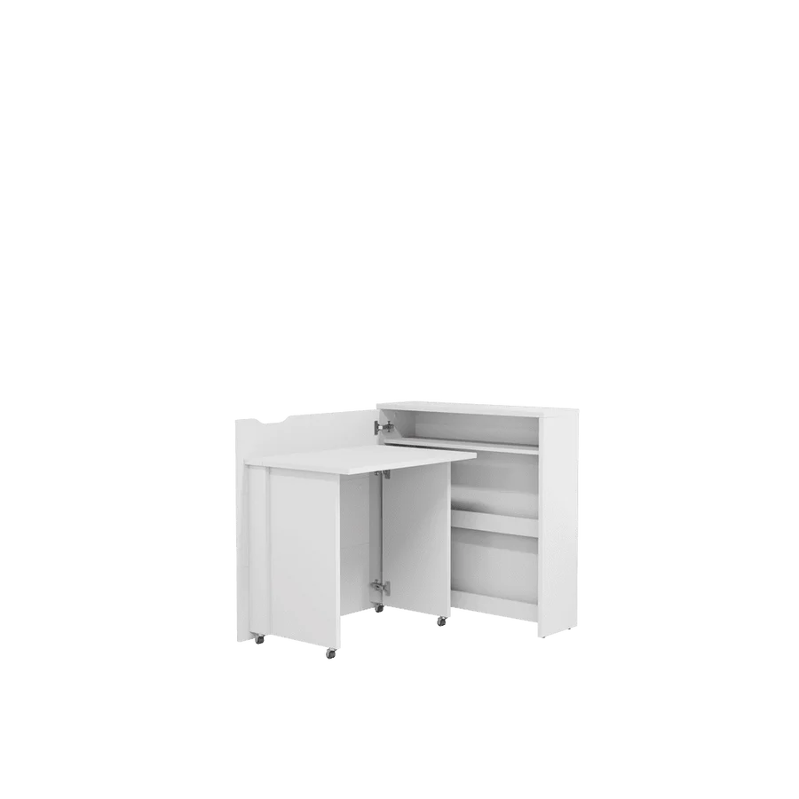 Convertible Work Desk w/Storage 90cm White Matt left