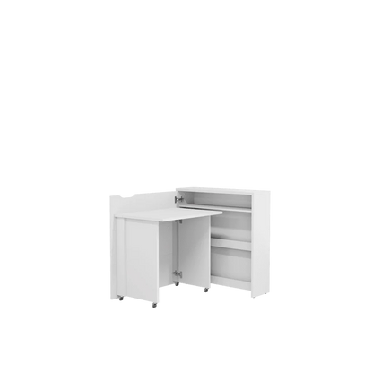 Convertible Work Desk w/Storage 90cm White Matt left